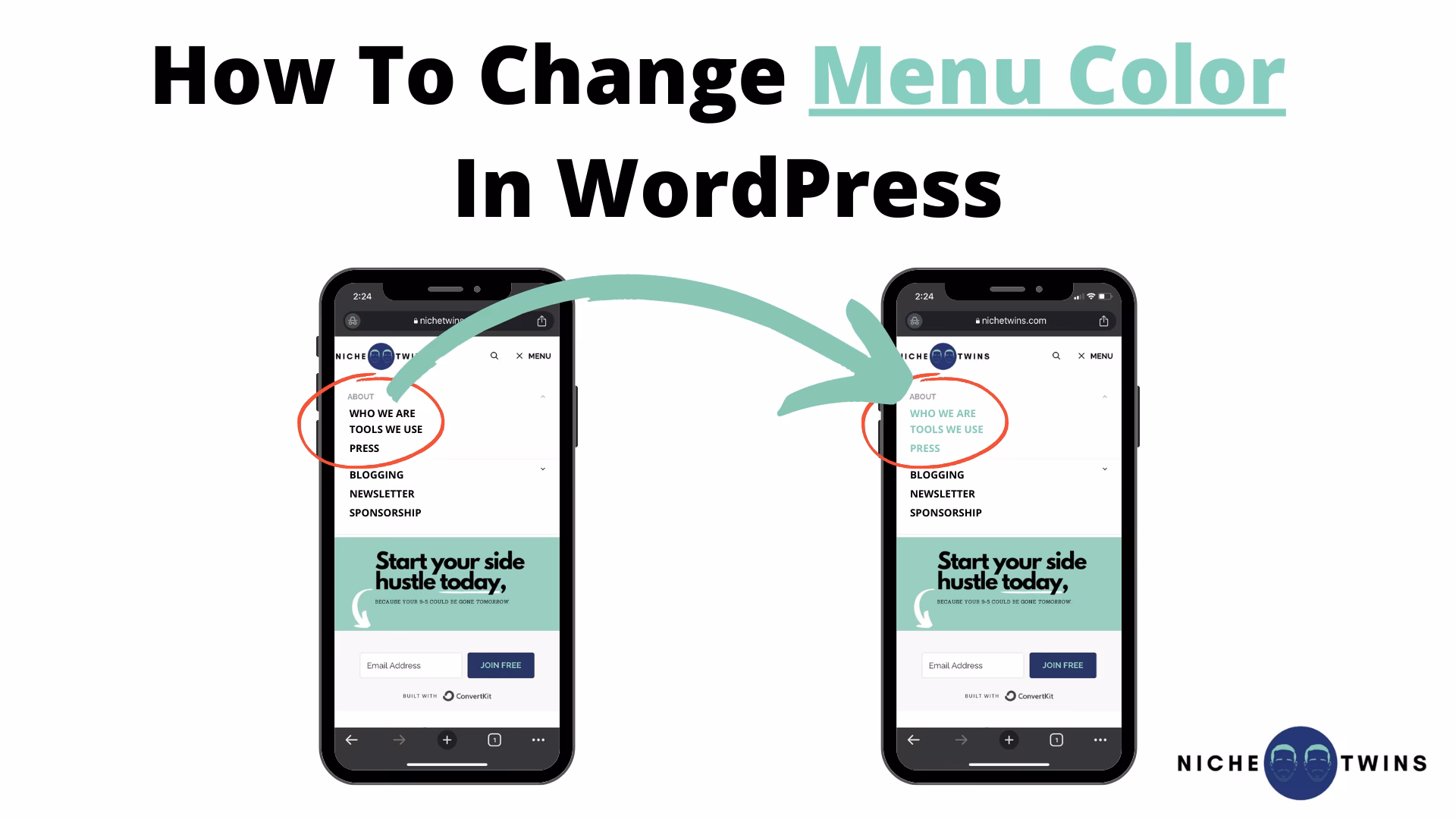 How do I change the color of a menu item?