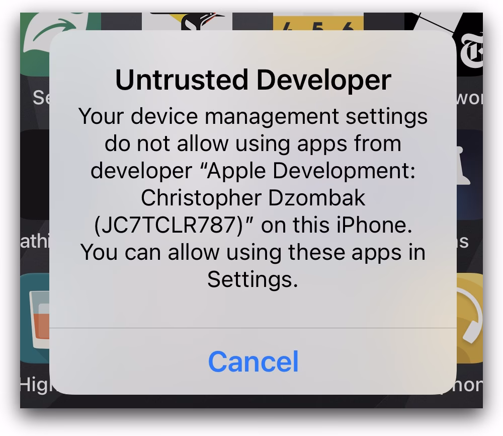 How do I check if my app is trusted in iOS 15?