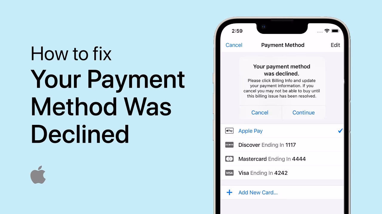 How do I contact Apple if my payment method is declined?